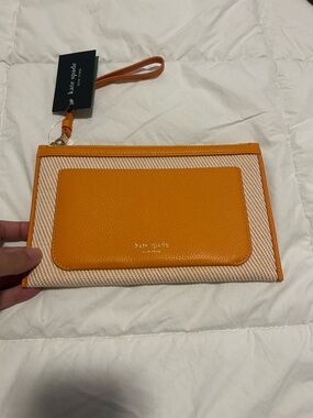 NWT Kate Spade Orange Canvas & Leather Wristlet